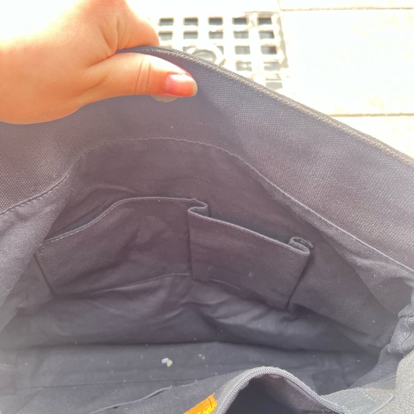 BASEBALLISM GENUINE BASEBALL LEATHER AND CANVAS Black and Tan Tote Bag - Picture 6 of 7